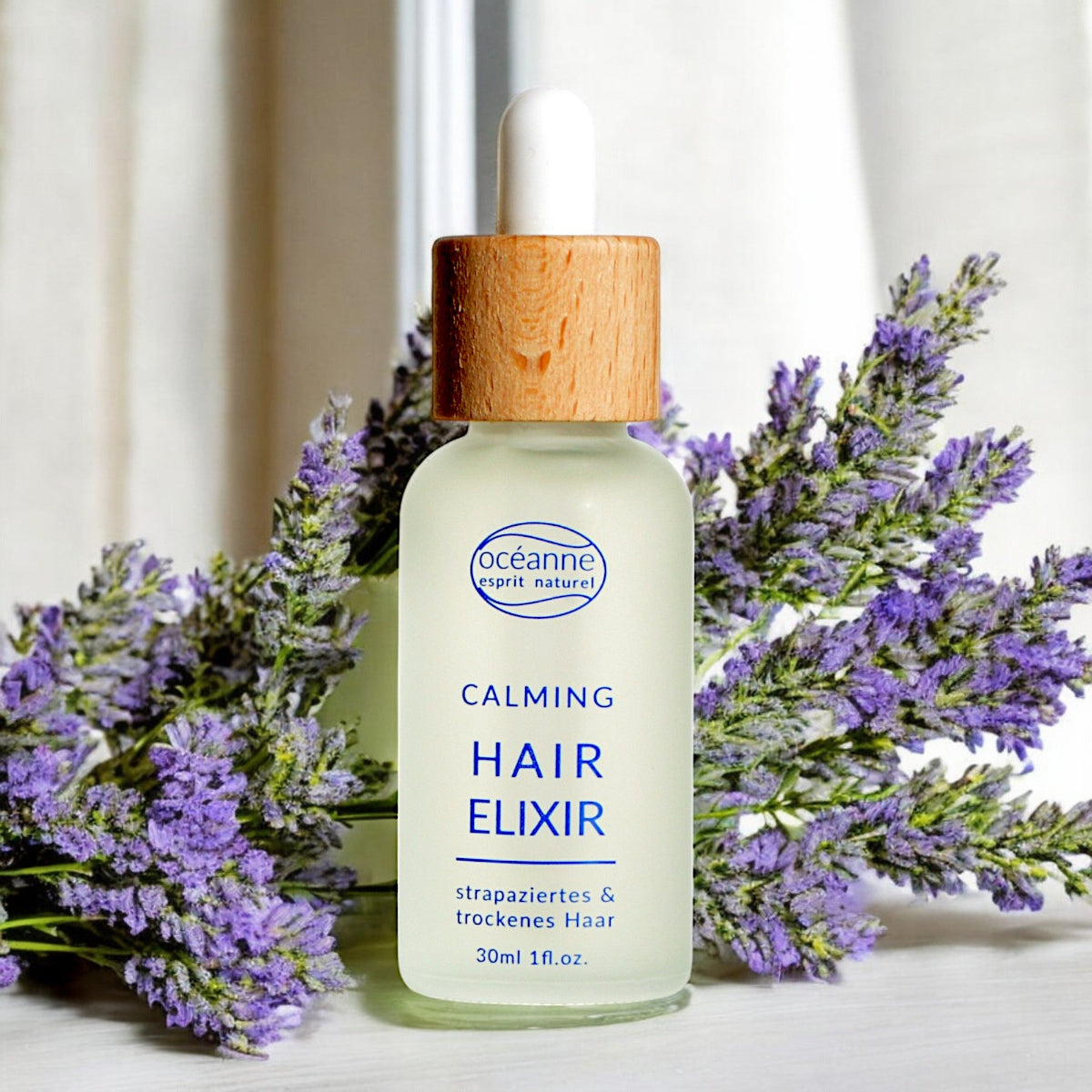 Haarelixir, trockenes haar, strapaziertes Haar, juckende Kopfhaut,  Lavendel, Bergamotte Haarpflege, Vitamin E, Haarwachstum, Haare, silikonfrei, parabenefrei, palmölfrei